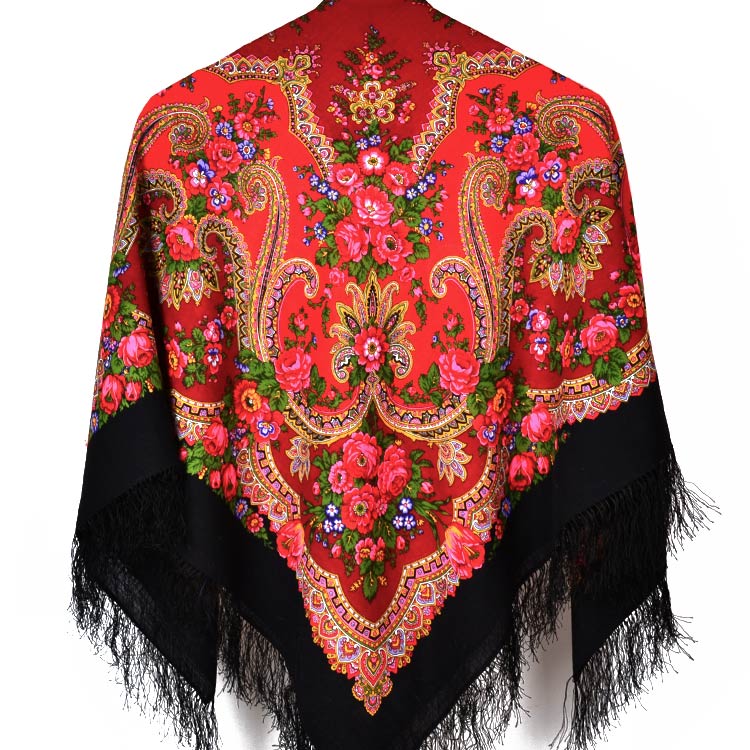 Red Rosey Wool Shawl