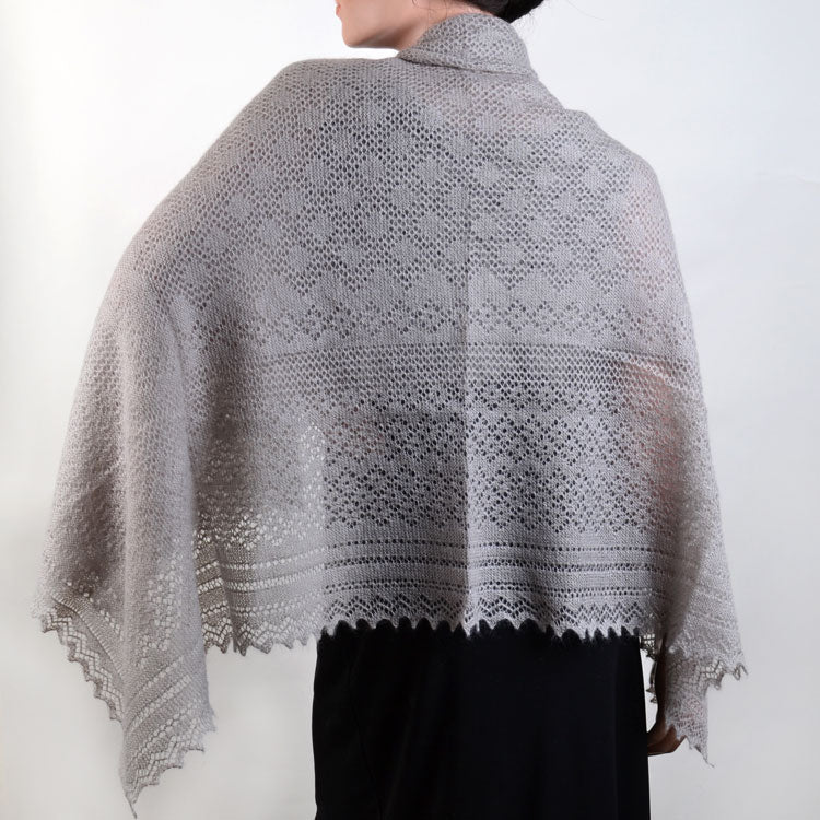 Warm Grey Russian Orenburg Shawl