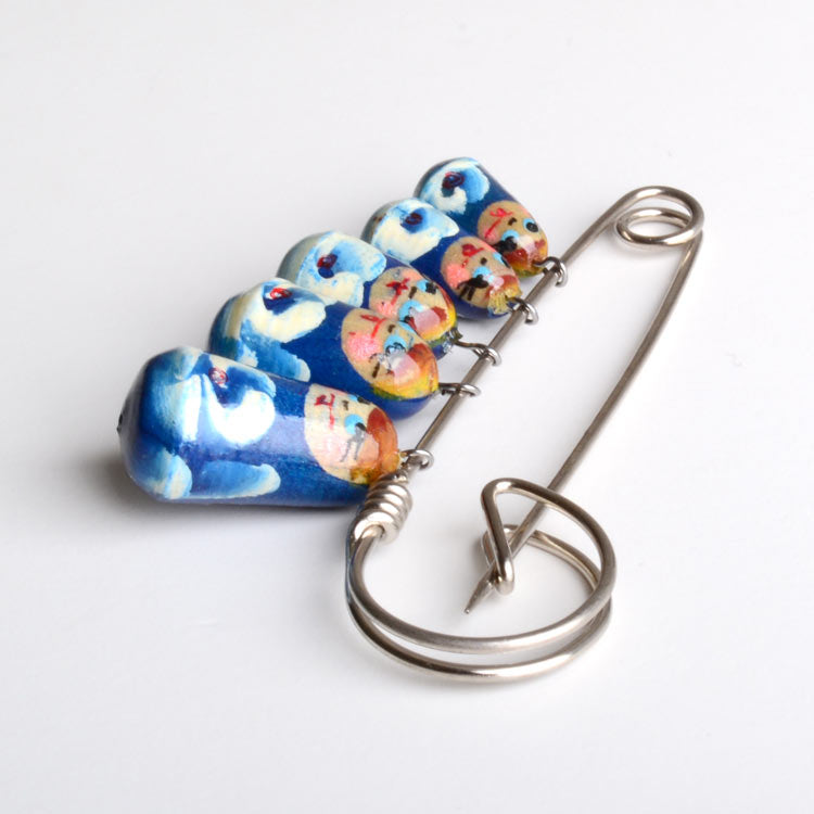 Blue Matryoshka Sisters Dolls Pin