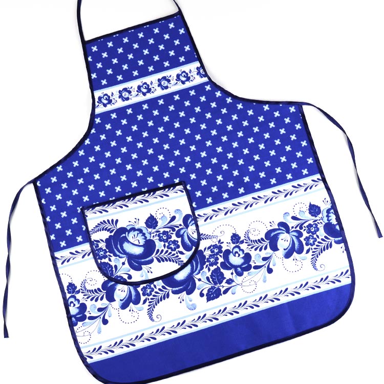 Blue Gzhel Apron with Pocket