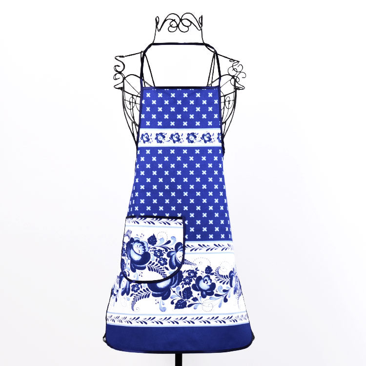 Blue Gzhel Apron with Pocket