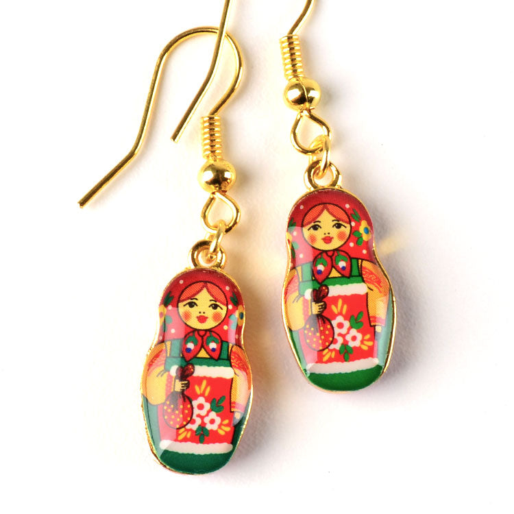 Metallic Matryoshka Doll Earrings