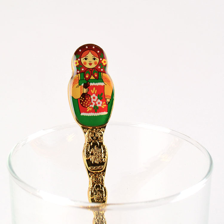 Matryoshka Souvenir Spoon - Gold Color