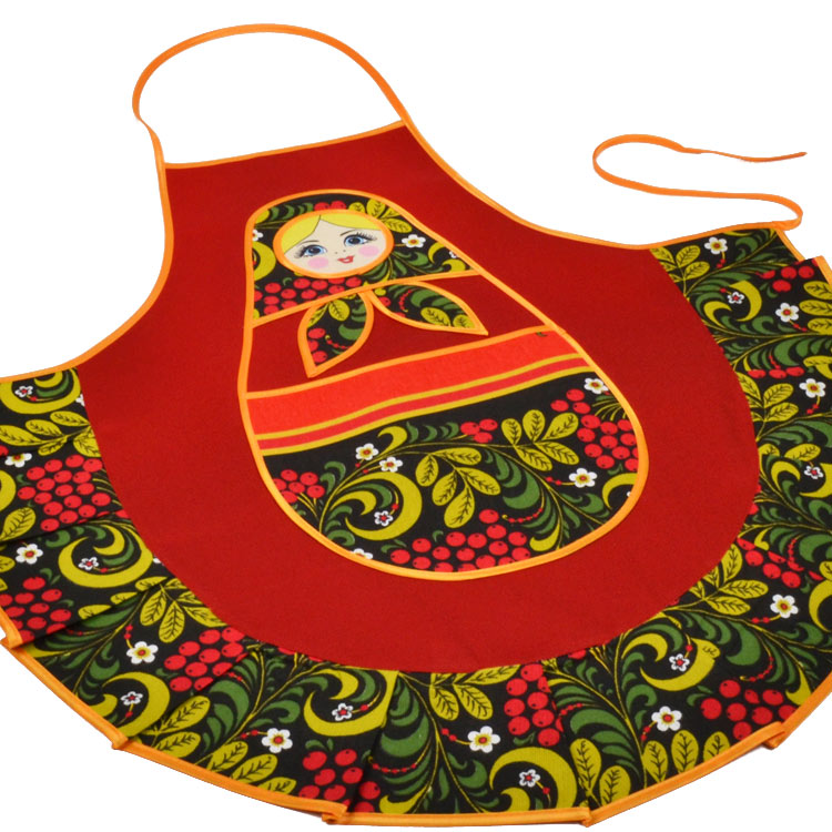 Cute Khokhloma Doll Kitchen Apron