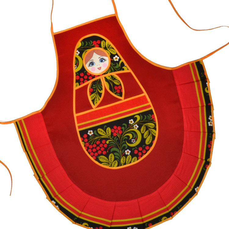 Cute Khokhloma Style Kitchen Apron