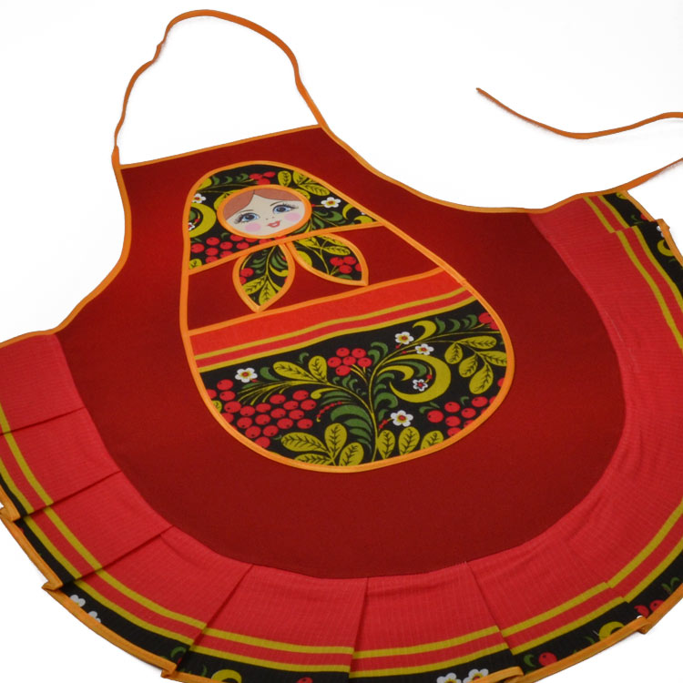 Cute Khokhloma Style Kitchen Apron