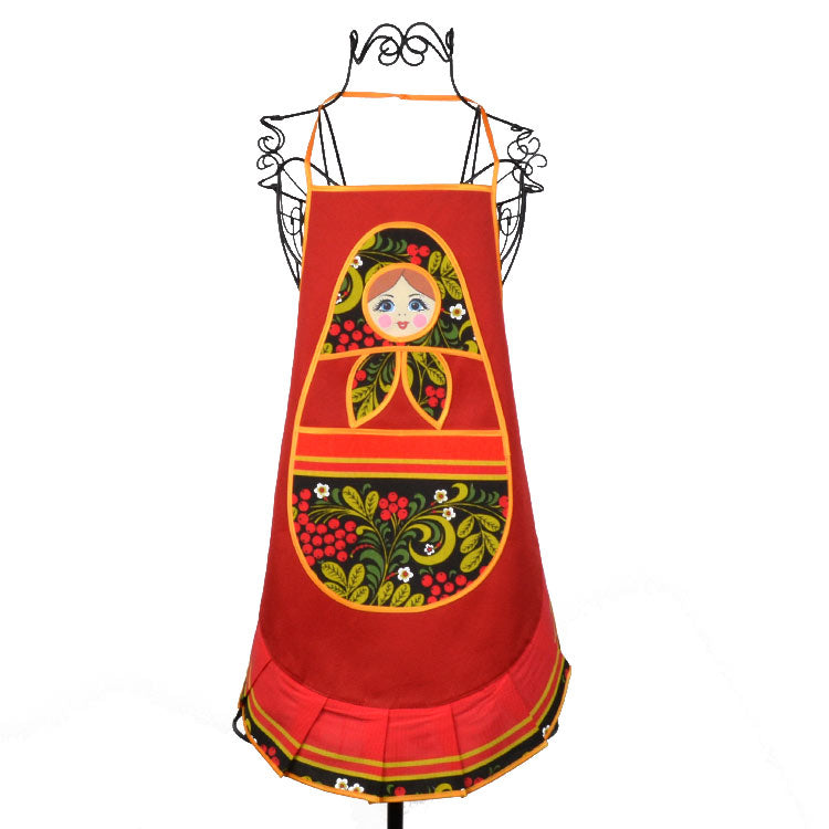 Cute Khokhloma Style Kitchen Apron