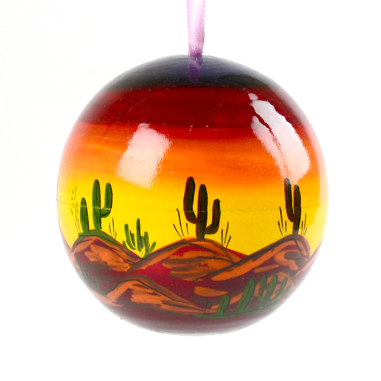 Desert Coyote Wooden Ornament Ball