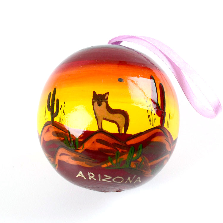 Desert Coyote Wooden Ornament Ball
