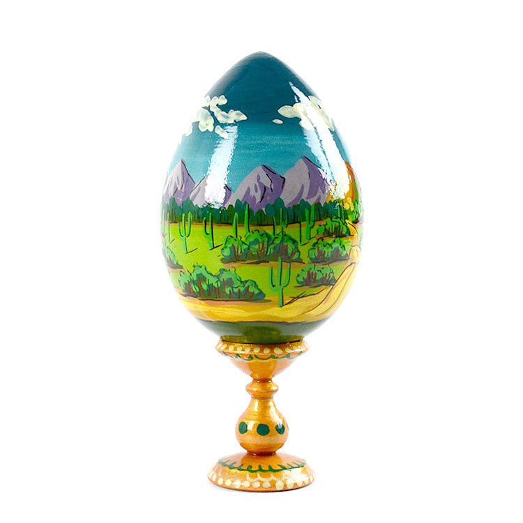 Desert Landscape Wooden Egg