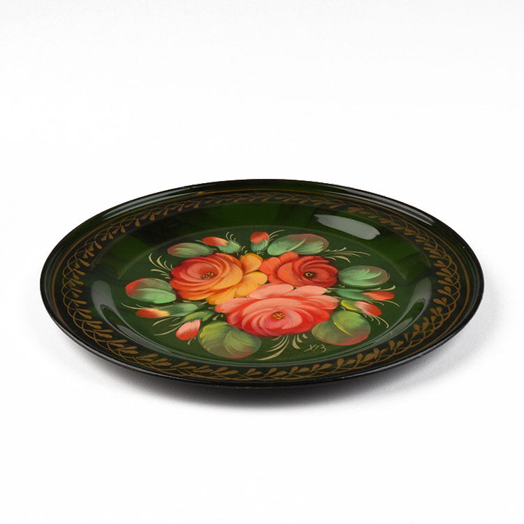 Round Green Zhostovo Tray