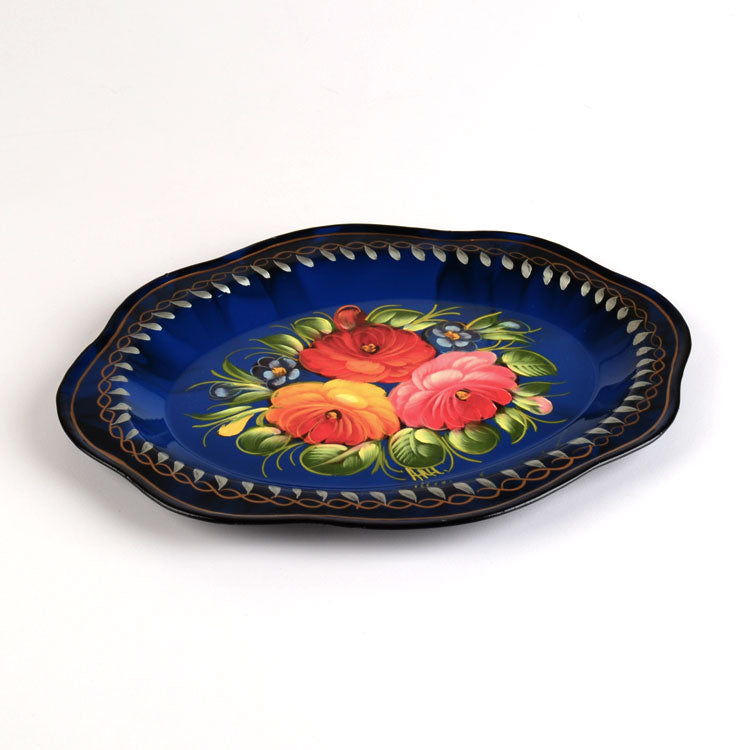 Blue Floral Russian Tray