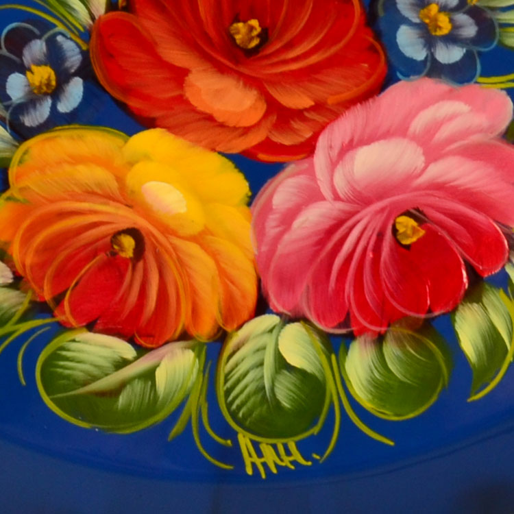 Blue Floral Russian Tray