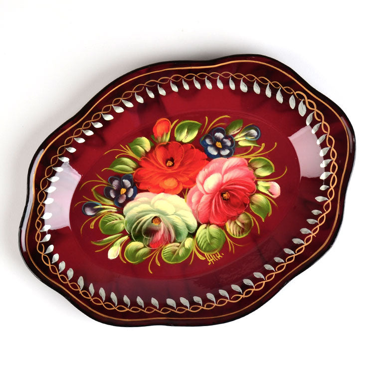 Medium Red Zhostovo Tray