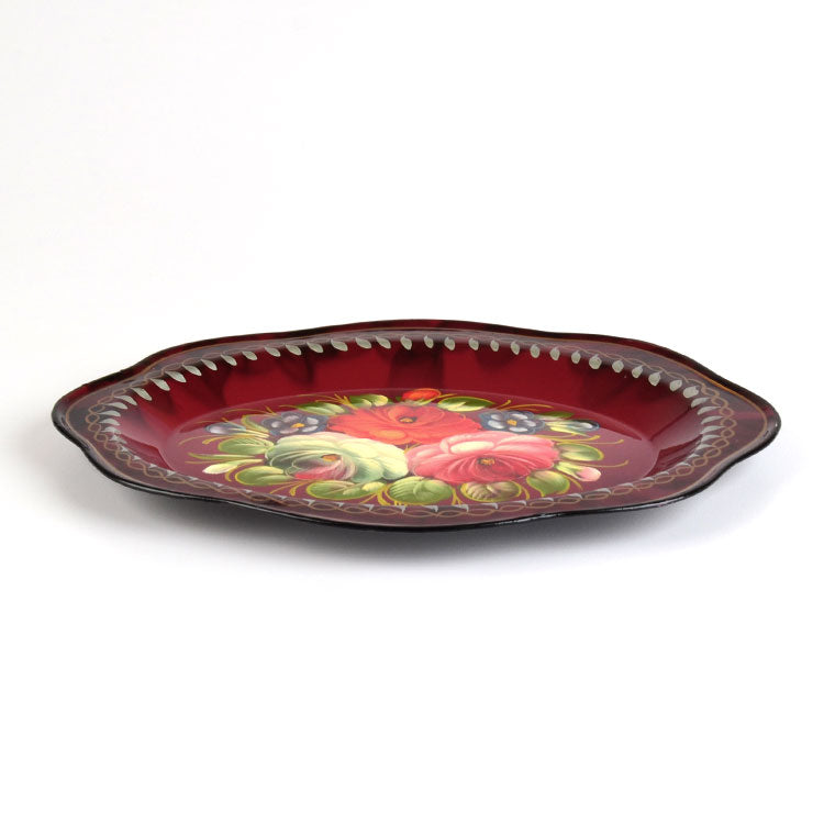 Medium Red Zhostovo Tray