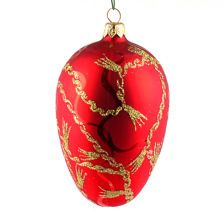 Ornate Red X-Mas Egg Ornament