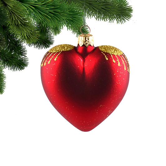 Set of Four Red Heart Christmas Ornament