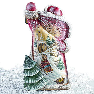 Large Hand Carved Santa With Painting