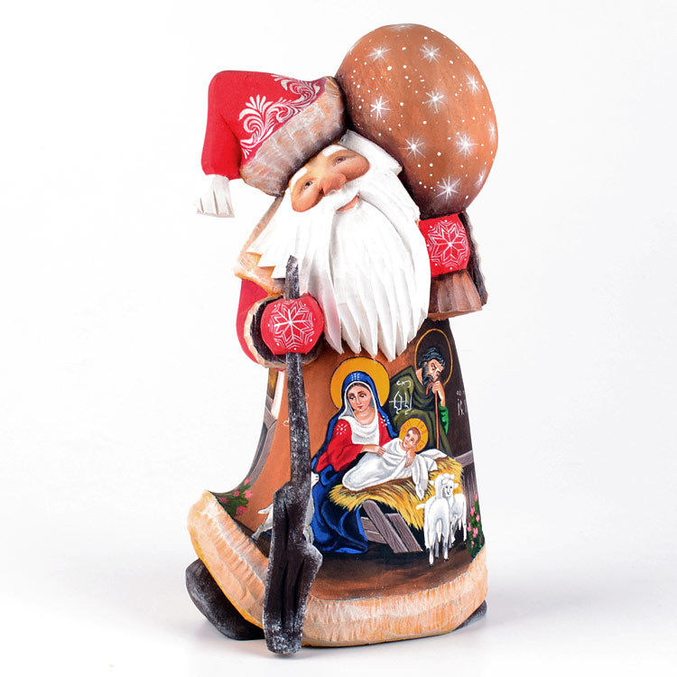 Hand Carved Nativity Scene Santa