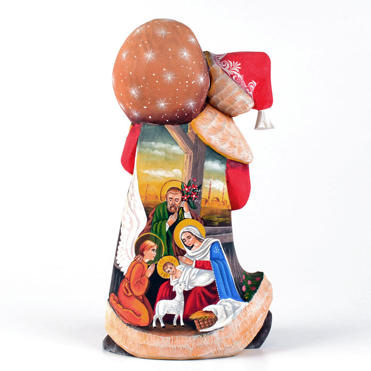 Hand Carved Nativity Scene Santa