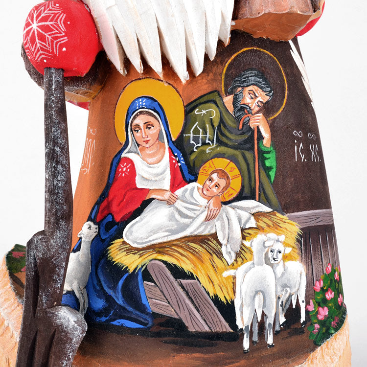 Hand Carved Nativity Scene Santa