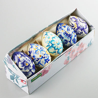 Painted Floral Eggs Ornament Set