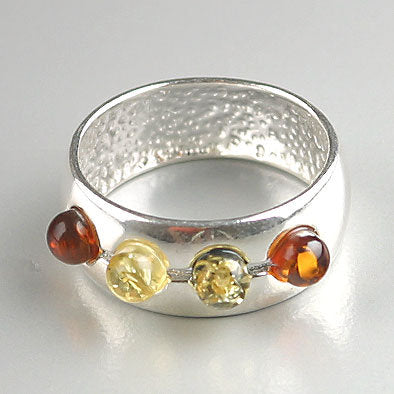 Contemporary Silver and Amber Ring