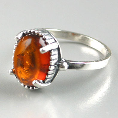 Simplicity 4 Prong Amber Ring