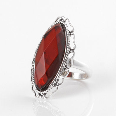 Faceted Amber Cherry Cocktail Ring