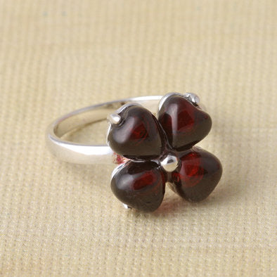Cute Floral Cherry Amber Ring