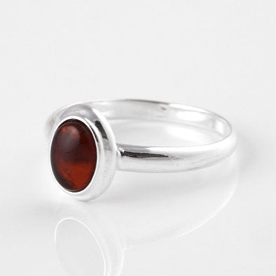 Simple Cognac Amber Oval Ring