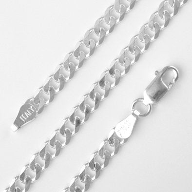 4mm Sparkly Sterling Silver Curb Chain Necklace