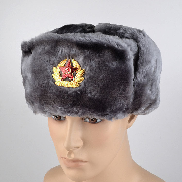 Soviet Russian Ushanka with Hat Emblem