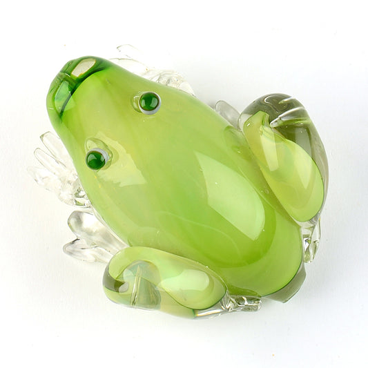 Hand Blown Glass Green Large Frog