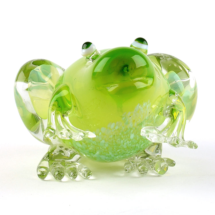 Hand Blown Glass Green Large Frog