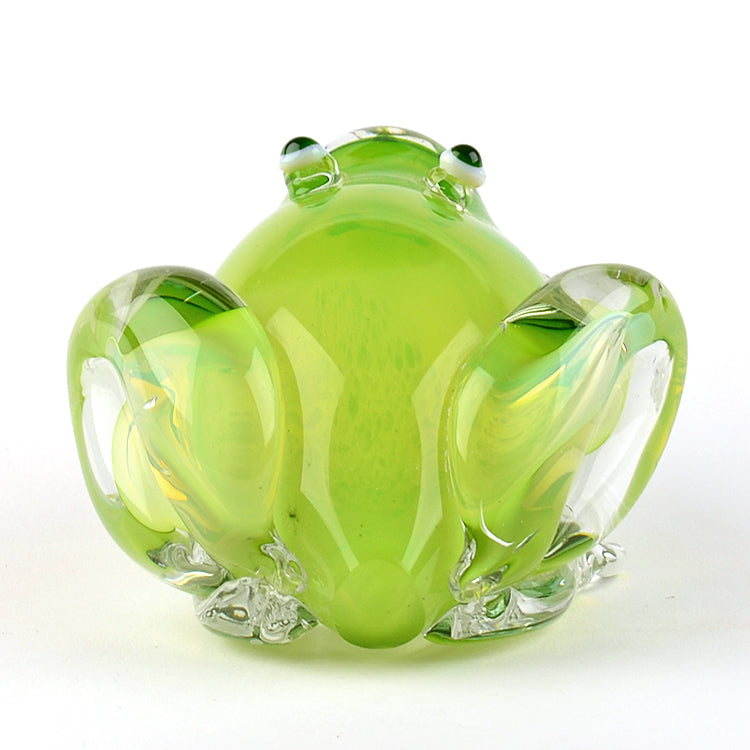 Hand Blown Glass Green Large Frog