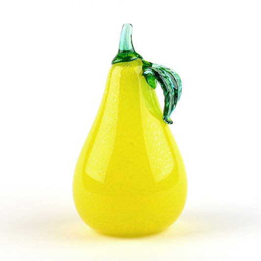 Large Art Glass Yellow Pear