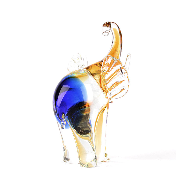 Colorful Art Glass Elephant (crack on ear)