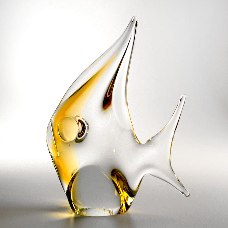 Tall Yellow Art Glass Fish