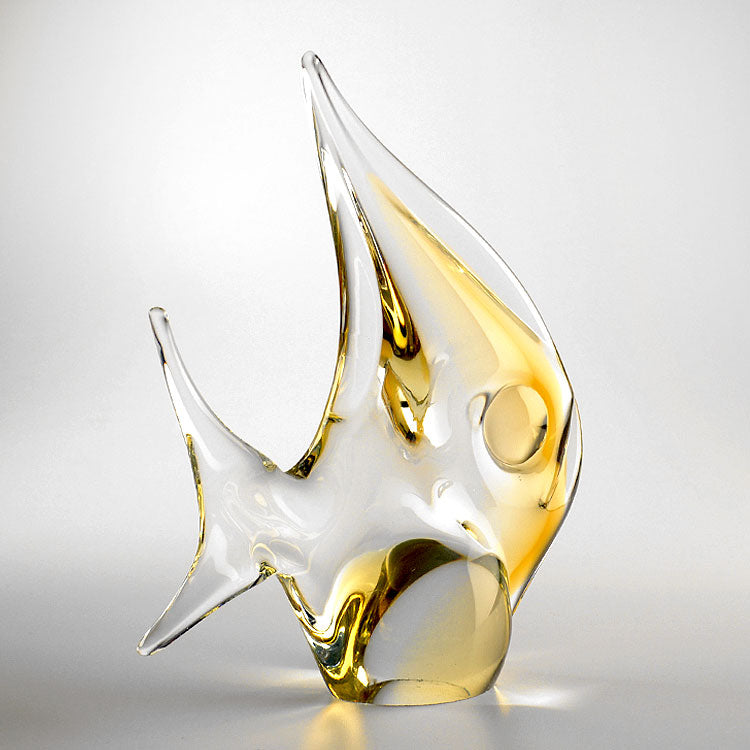 Tall Yellow Art Glass Fish