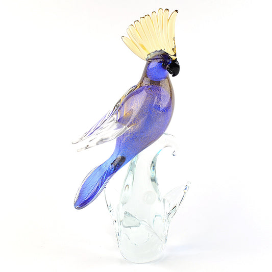 14" Tall Murano Cockatoo Bird Art Glass