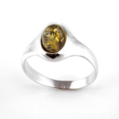 Simple Green Amber Ring