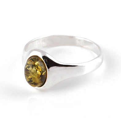 Simple Green Amber Ring