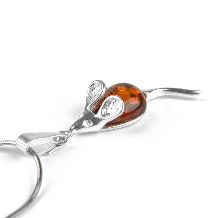 Adorable Amber Mouse Pendant