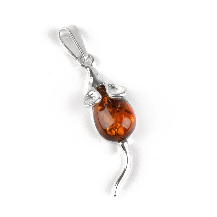 Adorable Amber Mouse Pendant