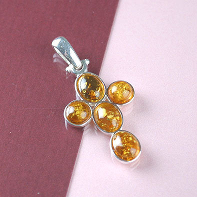 Amber Silver Cross