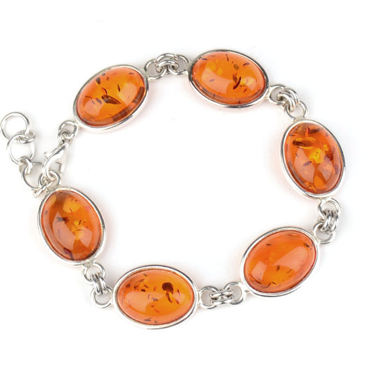 Classic Honey Amber Silver Bracelet