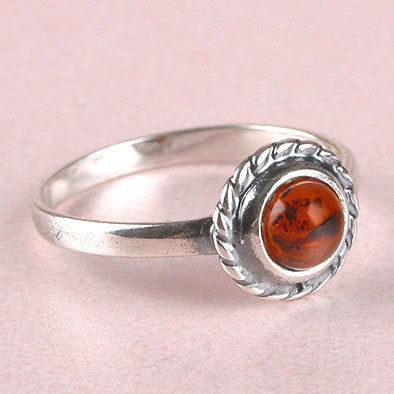 Simple Amber Silver Ring