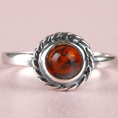 Simple Amber Silver Ring