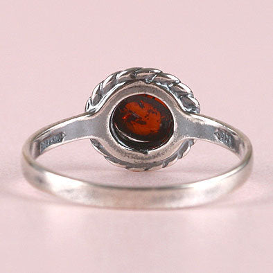 Simple Amber Silver Ring